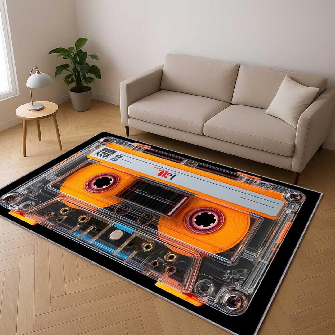 Custom Cassette Tape Rug, 80s Retro Music Decor, Vintage Mixtape Carpet ...