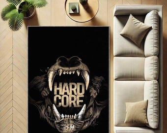 Alfombra Hardcore Skull, Alfombra con diseño de animales agresivos, Alfombra gótica para el suelo, Alfombra estilo tatuaje, Decoración punk rock vanguardista, Alfombra de habitación alternativa única