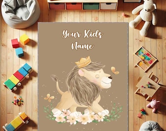 Zoo Animal Rug, Safari Jungle Carpet, Exotic Animals Kids Room Decor, Wildlife Nursery Area Rug, Playroom Safari Mat, Lion Rug, Custom Rug