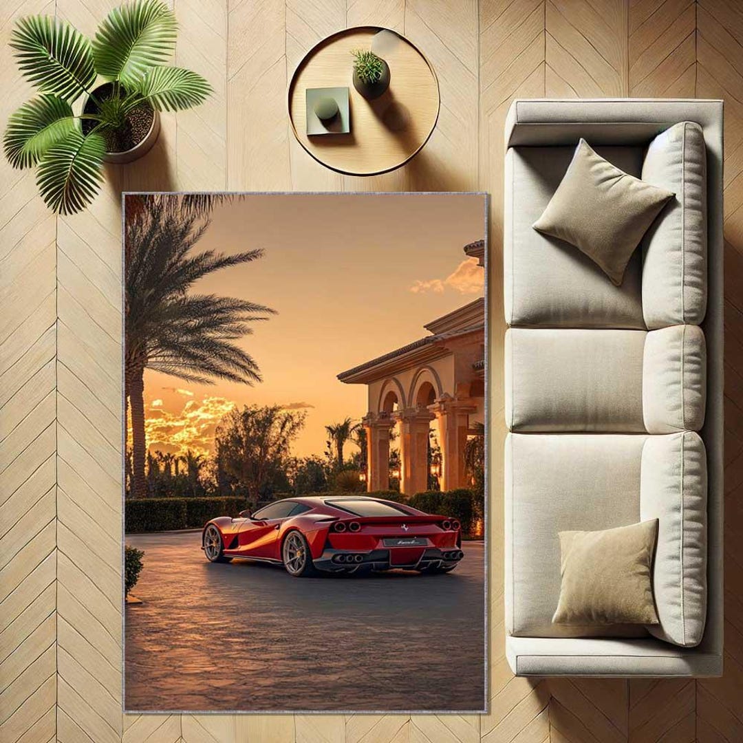Red Sports Car Rug, Man Cave Carpet, Racing Car Area Rug, Fast Car ...