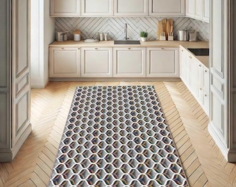Scandinavisch gestreept vloerkleed, kleurrijke minimalistische gangloper, Scandinavisch gestreept tapijt, moderne Scandinavische vloerloper, wasbare boho keukenloper