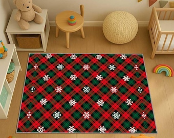 Vintage Christmas Holly Leaf Rug: Red Cream Holiday Decor - Etsy