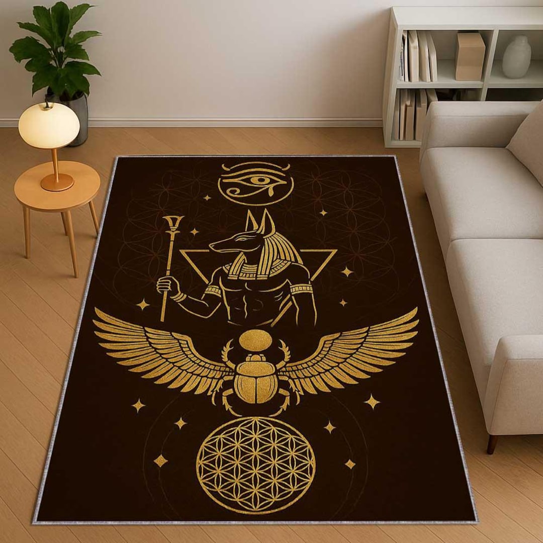 Ancient Egyptian Area Rug, Ankh Symbol Rug, Historical Mythology Carpet ...