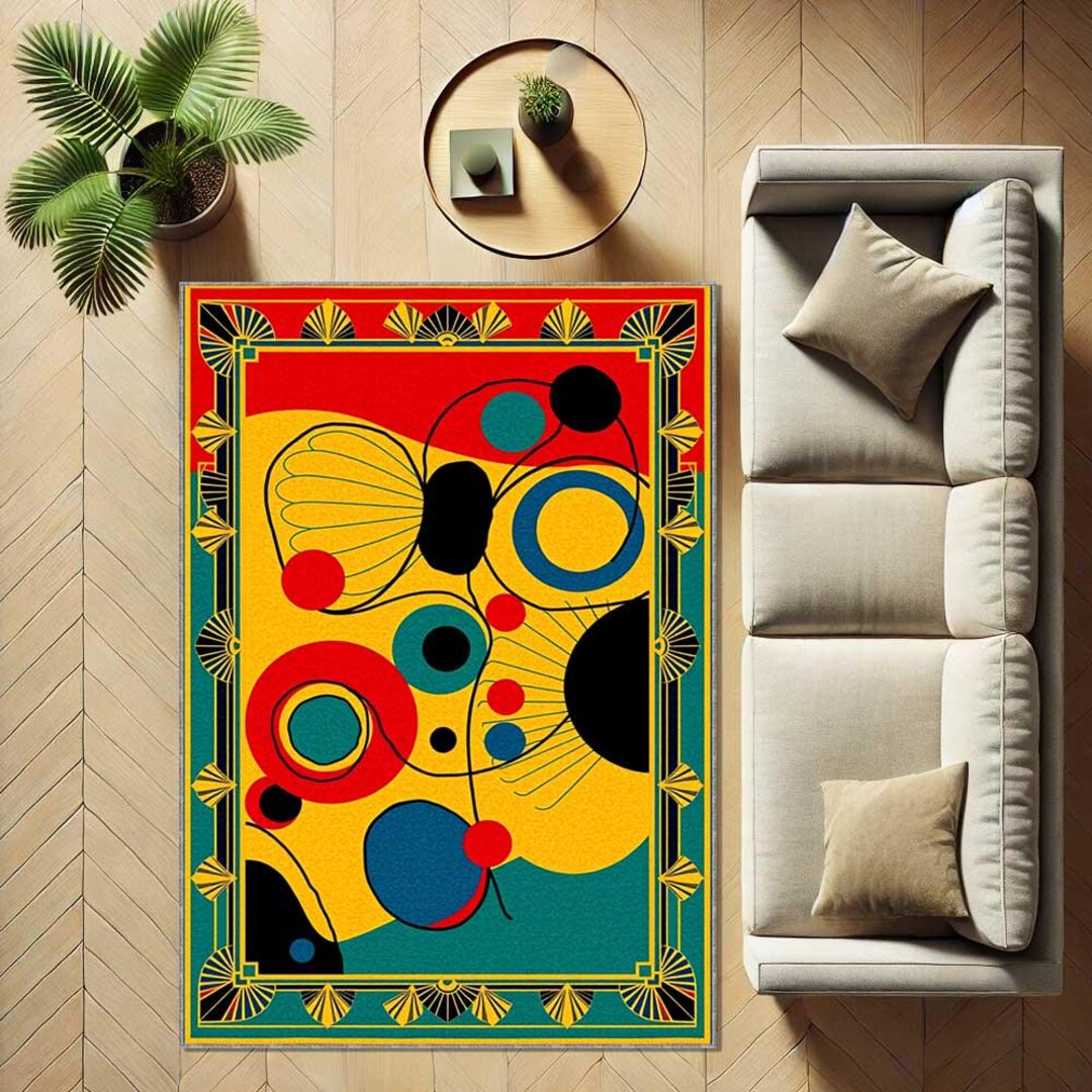 Kandiski Rug Colorful Kandinsky Inspired Rug, Art Deco Geometric Modern Art Carpet ...