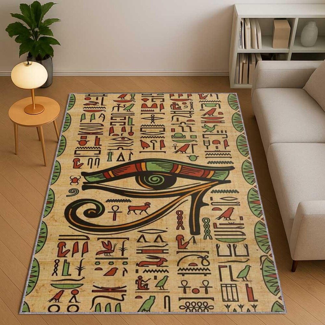 Ancient Egypt Area Rug With Eye of Horus Design – Egyptian Decor Carpet ...