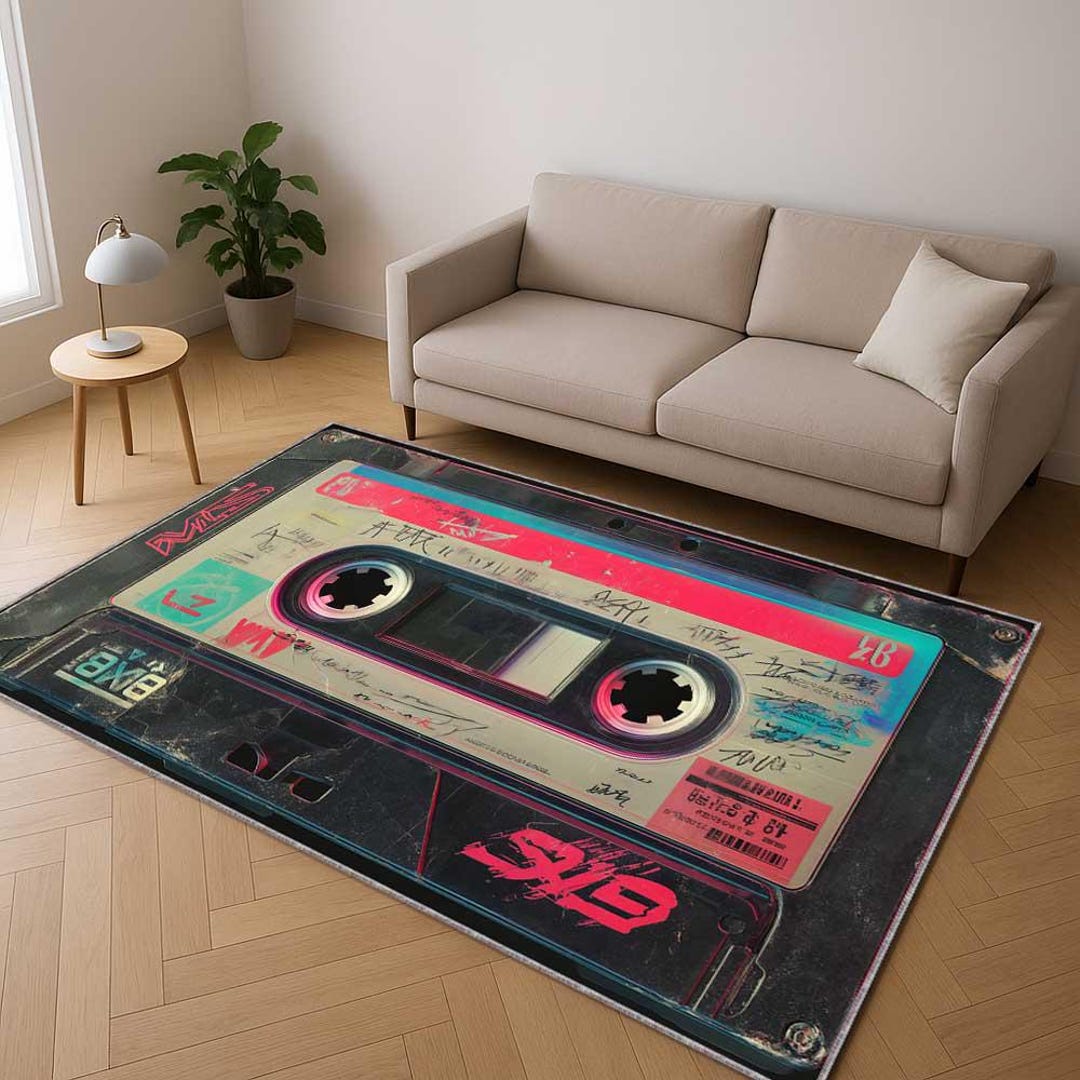 Custom Cassette Tape Rug, Retro Music Area Rug, Personalized Mixtape ...