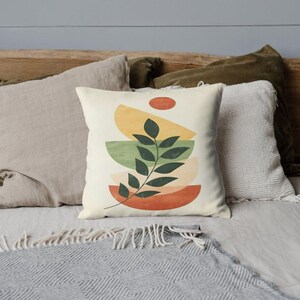 Boho Mid Century Throw Pillow Cover, Modern Geometric Cushion Case, Retro Accent Pillow, Neutral Living Room Decor, Minimalist Bed Pillow