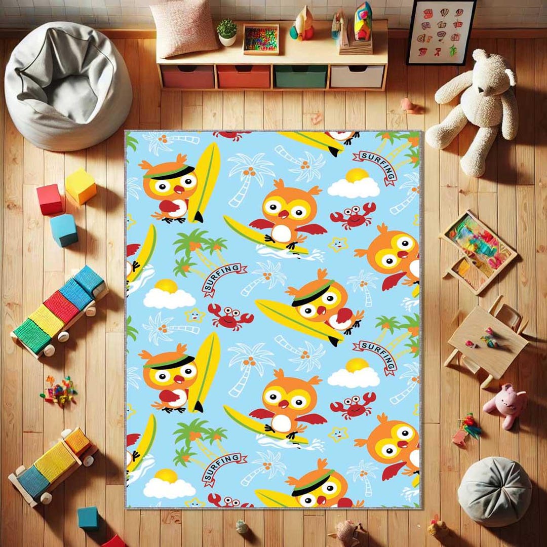 Baby Rooom Rugs Owl Nursery Rug, Cute Baby Room Rug With Little Owls, Woodland Theme ...