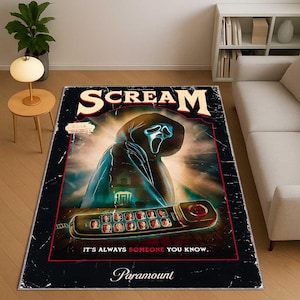 Affiche de film Scream, carpette lavable pour film d&#39;horreur, tapis sur le thème d&#39;Halloween, tapis de chambre à coucher de salon de film d&#39;horreur, cadeau unique pour fan d&#39;horreur