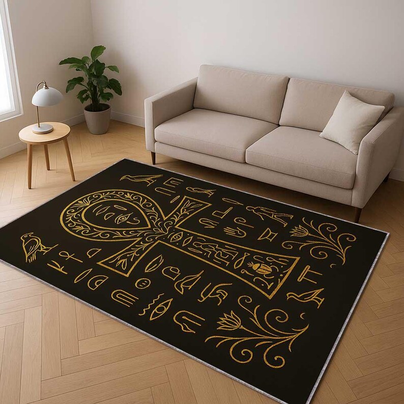 Egyptian Hieroglyphs Rug, Ancient Egypt Decor Carpet, Boho History ...