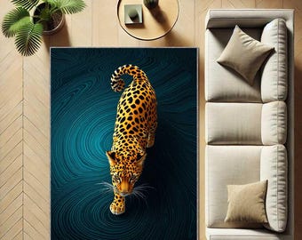 Leopard Print Rug, Jungle Animal Decor, Wild Cat Art Carpet, Safari Theme Rug, Modern Boho Leopard Area Rug, Wildlife Exotic Kids Room Rug