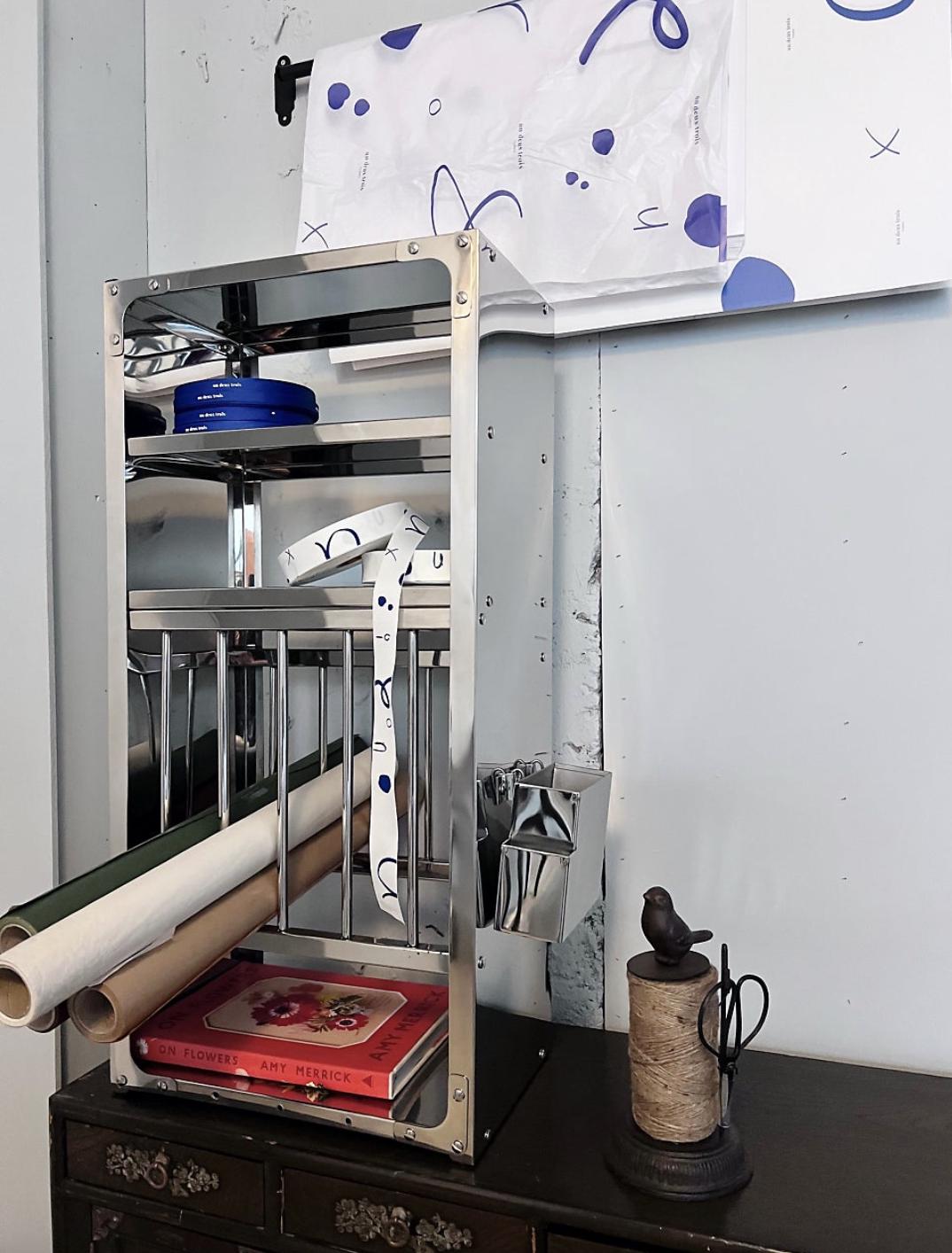 Handcrafted Stainless Steel Indian Plate Rack: Minimalist Kitchen