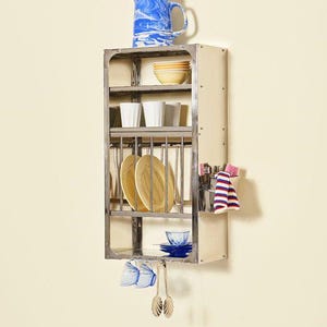 Handcrafted Stainless Steel Indian Plate Rack: Minimalist Kitchen Organizer
