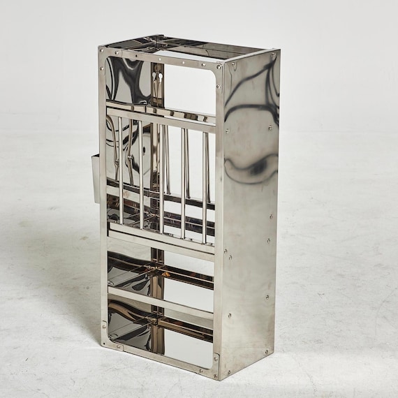Handcrafted Stainless Steel Indian Plate Rack: Minimalist Handcrafted Stainless Steel Indian Plate Rack: Minimalist