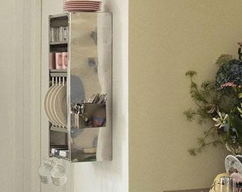 Handcrafted Stainless Steel Indian Plate Rack: Minimalist Kitchen