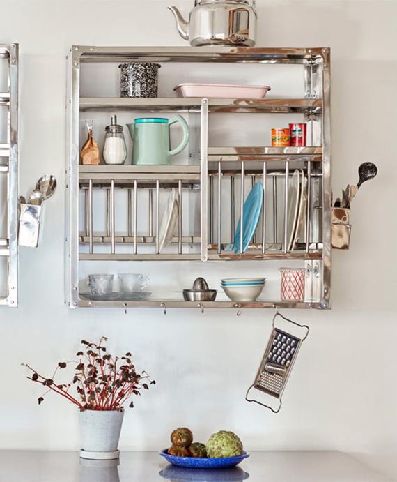 Handcrafted Stainless Steel Plate Rack: Minimalist Kitchen Handcrafted Stainless Steel Plate Rack: Minimalist Kitchen