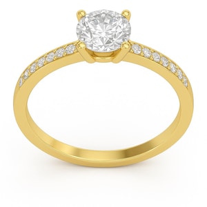Natural Aquamarine 14K diamond Gold Ring/Engagement Ring For Women/Emerald Cut Aquamarine Ring/March Birthstone Ring/Gift For Her