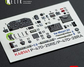 P-47D - 25RE/28RA 3D-binnenstickers - MiniArt-kit 1/48. Detailleringskit voor schaalmodellen