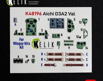 Aichi D3A2 Val: 3D-binnenstickers voor Wingsy Kits kit 1/48. Detailleringskit voor schaalmodellen