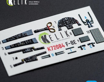F-8E Crusader 3D-interieurstickers - Academy-kit (1/72). Kelik. Detailleringskit voor schaalmodellen