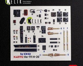 He-111 H-20: 3D-binnenstickers voor ICM-kit 1/48. Detailleringskit voor schaalmodellen