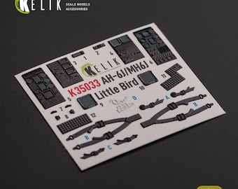 AH-6J/MH6J Little Bird Interior 3D Decals for Kitty Hawk/Zimi 1/35 Scale Model Detailing Kit