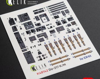 Do-217 K/M 3D-binnenstickers - ICM-kit 1/48. Detailleringskit voor schaalmodellen