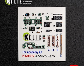 A6M2b Zero: 3D-binnenstickers voor Academy-kit 1/48. Detailleringskit voor schaalmodellen