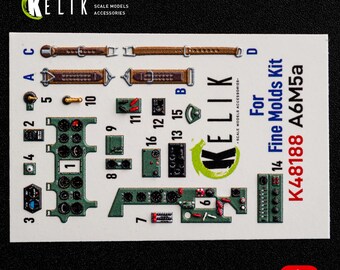 A6M5a: 3D-binnenstickers voor fijne mallen kit 1/48. Detailleringskit voor schaalmodellen