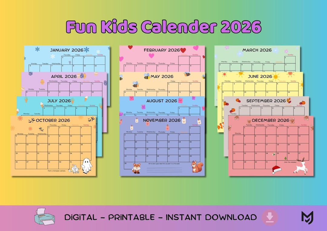 2026 Printable Kids Calendar - Interactive A4 Calendar With Fun ...