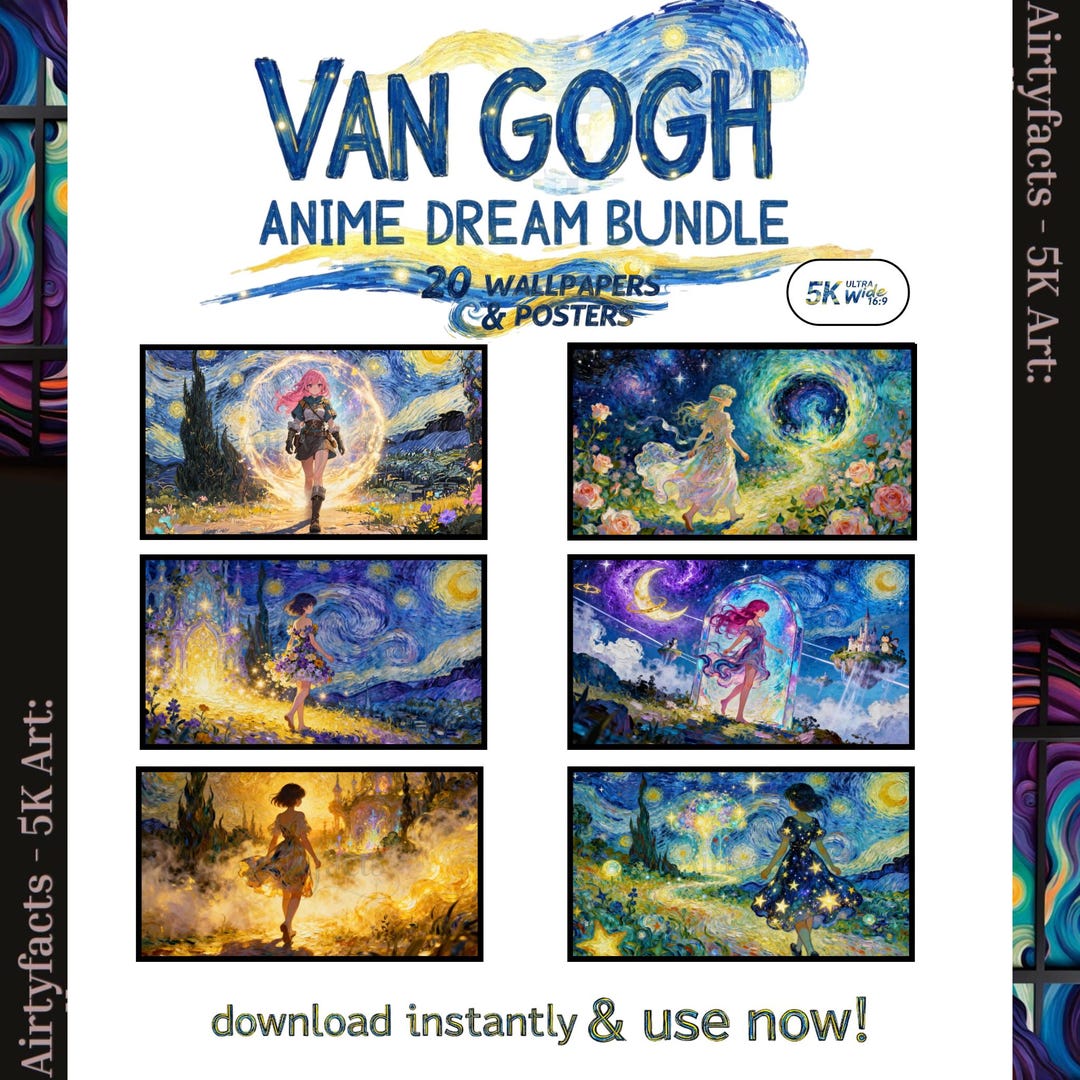 Van Gogh Starry Night Cartoon Anime Poster 20 Wallpaper Bundle 5K Van Gogh Starry Night Cartoon Anime Poster 20 Wallpaper Bundle 5K