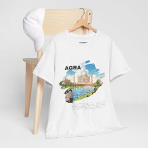 Taj Mahal View Unisex Tee, India Landmark T-Shirt, Indian Monuments Shirt, Agra Souvenir Top, Historical Architecture Clothing