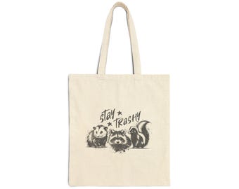 Borsa in tela di cotone Stay Trashy Animal, borsa per la spesa riutilizzabile ed ecologica