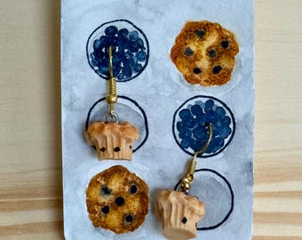 Blueberry Muffin Dangle Earrings – Food-Themed Jewelry