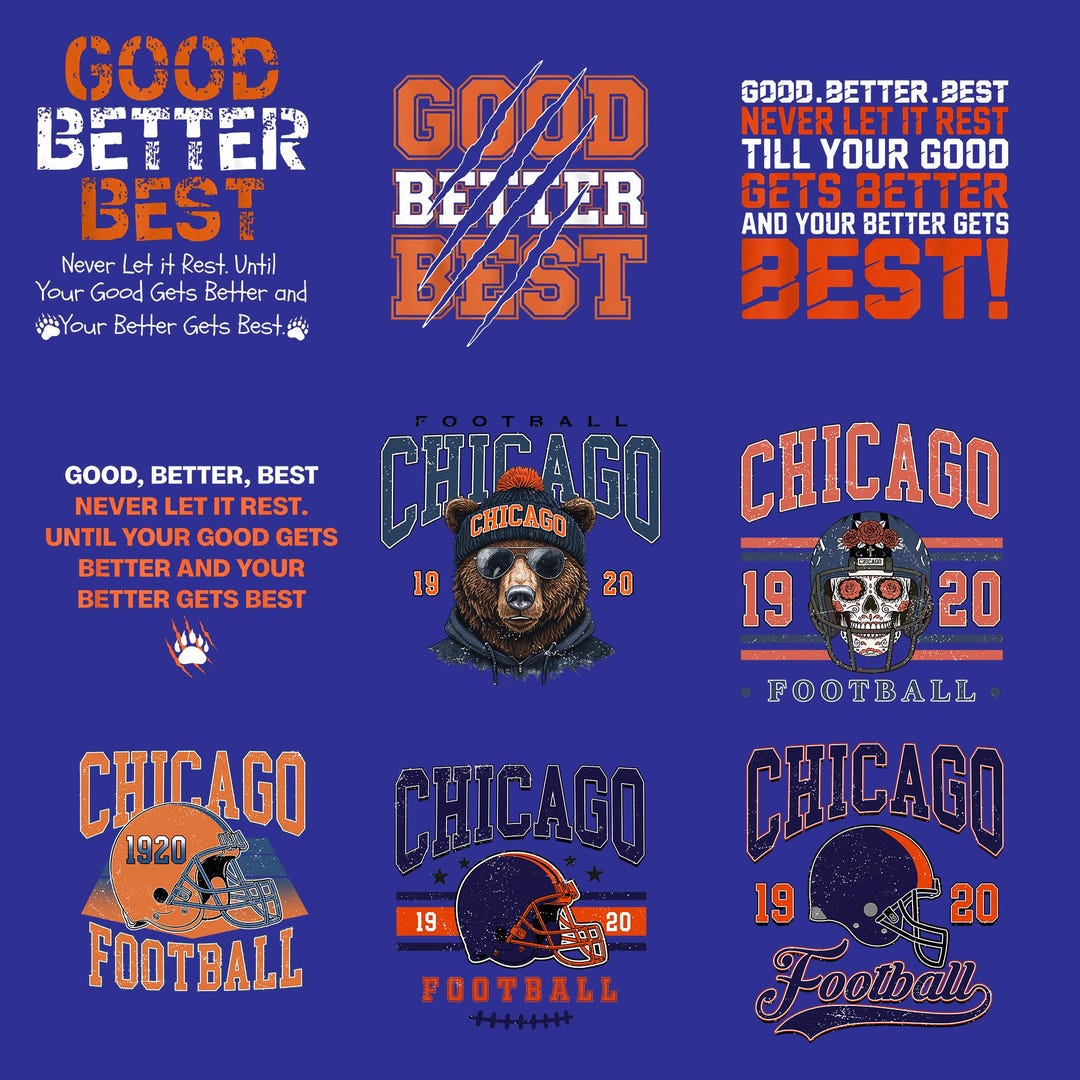 Bundle Good Better Best PNG, Vintage Chicago Football Png, Football PNG ...