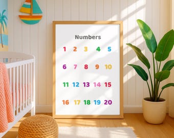 Number Chart | Kids Counting Learning Poster (Digital Download)