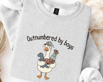 Sudadera divertida para mamás con el mensaje "Superada en número por los chicos" - Regalo del Día de la Madre para mamás de niños.