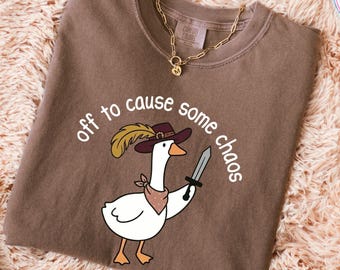 Camiseta sarcástica de Chaotic Goose para causar caos / Camiseta divertida con meme de humor para adultos