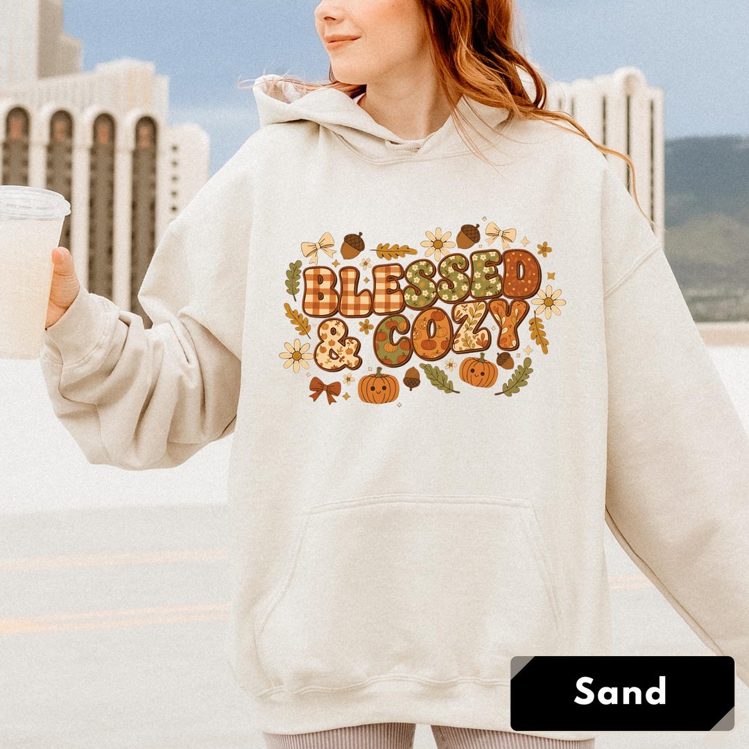 Vintage Blessed & Cozy Hoodie - Christian Fall Sweatshirt| Cozy ...
