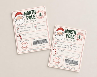 North Pole Delivery Labels Printable: Santa Gift Tags, Christmas Gift Labels, North Pole Express (Digital Download)