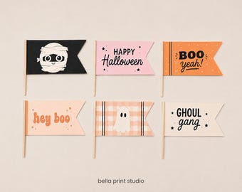 Printable Halloween Pennant Flags: Spooky-Cute Party Decor (Digital Download)