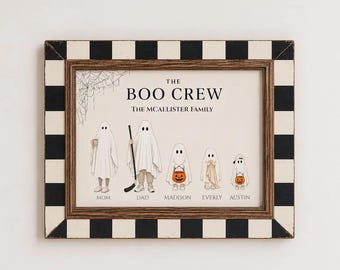 Personalized Boo Crew Family Print: Custom Halloween Ghost Wall Art (Digital Download)