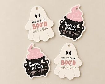 Halloween Coffee Gift Tags Printable: Teacher Gift Card Tags, Halloween Treat Tags (Digital Download)