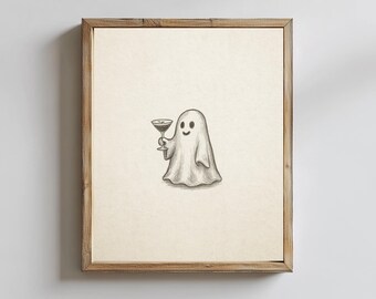 Espresso Martini Ghost Print, Spooky Halloween Wall Art (Digital Download)