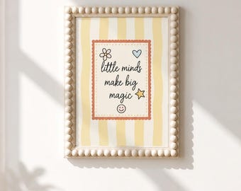 Little Minds Make Big Magic Printable Art: Kids Room Print, Retro Nursery Art, Pastel Kids Bedroom Decor (Digital Download)