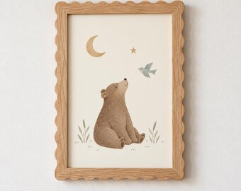 Bear Nursery Wall Art: Woodland Nursery Print, Neutral Baby Room Decor, Minimalist Bear Printable (Digital Download)