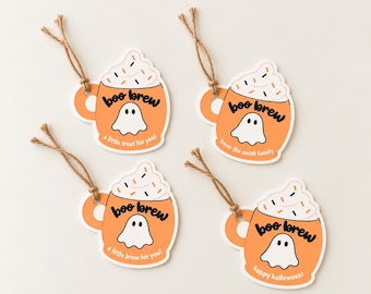 Editable Halloween Coffee Gift Tags: Boo Brew Gift Card Tag, Halloween Teacher Gift (Digital Download)