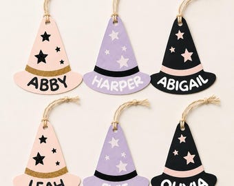 Editable Witch Hat Gift Tags: Personalized Halloween Treats (Digital Download)
