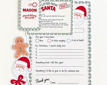 Printable Santa Letter Kit: Dear Santa Wish List, Letter From Santa, Christmas Activities (Digital Download)