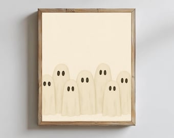 Impression d'art fantôme minimaliste : décoration murale d'Halloween neutre, impression vintage de la saison effrayante (téléchargement numérique)